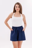 Genıus Store Kadın Şort Aerobin Pamuklu Cepli Çekmez Kumaş Beli Lastikli Şort - 11