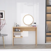 Arnetti Dali Geniş Aynalı Raflı Makyaj Masası - Safirmeşe, Beyaz Modern ve Şık Tasarım - 1