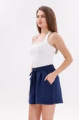 Genıus Store Kadın Şort Aerobin Pamuklu Cepli Çekmez Kumaş Beli Lastikli Şort - 12