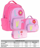 Kaukko Kids Kız Çocuk Simli Love Desenli İlkokul 1.2.3.4. Sınıf Üçlü Okul Çanta Seti thumbnail 3