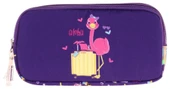 Kaukko Kids Üç Bölmeli Mor Pembe, Flamingo Baskılı, Kız Çocuk Okul Kalemliği - L8223 thumbnail 2