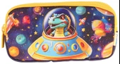 Kaukko Kids Sarı Siyah, Astronot Dinazor, Erkek Çocuk Üç Bölmeli Kalemlik/Kalem Çantası - L8273 thumbnail 2