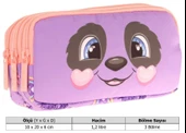 Kaukko Kids Üç Bölmeli Mor Somon, Panda Desenli, Kız Çocuk Okul Kalemliği - L8233 thumbnail 3