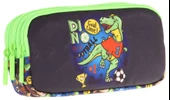 Kaukko Kids Yeşil Siyah, Dinazor Baskılı, Erkek Çocuk Üç Bölmeli Okul Kalem Çantası - L8266 thumbnail 1