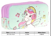 Kaukko Kids Üç Bölmeli Su Yeşili, Unicorn Temalı, Kız Çocuk Okul Kalemliği - L8234 thumbnail 3
