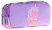 Kaukko Kids Üç Bölmeli Lila Pembe, Unicorn Desenli, Kız Çocuk Okul Kalemliği - L8224 thumbnail 1