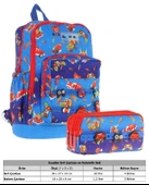 Kaukko Kids Erkek Çocuk Mavi Kırmızı Okul Çantası ve Üç Bölmeli Kalemlik Seti - Silikon Aksesuarlı thumbnail 2