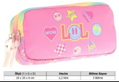 Kaukko Kids Pembe Çok Renkli, Lol Baskılı, Kız Çocuk Üç Gözlü Okul Kalem Çantası - L8237 thumbnail 3