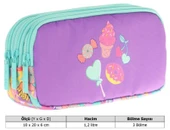 Kaukko Kids Üç Bölmeli Mor Turkuaz, Şekerleme Temalı, Kız Çocuk Okul Kalemliği - L8231 - 3