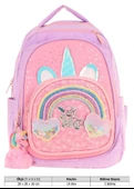 Kaukko Kids Simli Unicorn Desenli Kız Çocuk Dört Bölmeli Okul Çantası - L5212 thumbnail 4