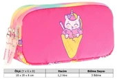 Kaukko Kids Üç Bölmeli Fuşya, Dondurma ve Unicorn, Kız Çocuk Okul Kalemliği - L8227 thumbnail 3