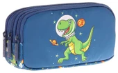 Kaukko Kids Lacivert Yeşil, Sevimli Dinazor, Erkek Çocuk Üç Gözlü Okul Kalem Çantası - L8252 - 1