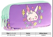 Kaukko Kids Yeşil Mor, Sevimli Tavşan, Kız Çocuk Üç Gözlü Okul Kalem Çantası - L8242 - 3