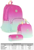 Kaukko Rainbow Pembe Yeşil Renk Geçişli Kız Çocuk Üçlü İlkokul ve Ortaokul Çanta Seti thumbnail 2