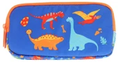 Kaukko Kids Turuncu Mavi, Dinazorlar Temalı, Erkek Çocuk Üç Bölmeli Kalemlik/Kalem Çantası - L8278 thumbnail 2