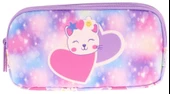 Kaukko Kids Üç Bölmeli Mor Pembe, Sevimli Kedi Baskılı, Kız Çocuk Okul Kalemliği - L8219 thumbnail 2