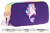 Kaukko Kids Üç Bölmeli Mor Çok Renkli, Denizkızı ve Unicorn, Kız Çocuk Okul Kalemliği - L8228 thumbnail 3