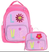 Kaukko Kids Dört Bölmeli Okul Çantası ve Beslenme Çantası Seti - Simli Love Desenli - Kız Çocuk (L5211+L7211) thumbnail 1