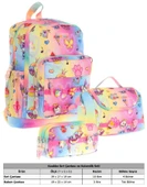 Kaukko Kids Üçlü İlkokul 1.2.3.4. Sınıf Okul Çanta Seti - Mavi Sarı - Kız Çocuk - Silikon Aksesuarlı thumbnail 2