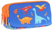 Kaukko Kids Turuncu Mavi, Dinazorlar Temalı, Erkek Çocuk Üç Bölmeli Kalemlik/Kalem Çantası - L8278 thumbnail 1