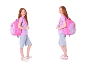 Kaukko Kids Kız Çocuk Simli Love Desenli İlkokul 1.2.3.4. Sınıf Üçlü Okul Çanta Seti thumbnail 5