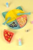 İronika Kitty 7 Parça Kedicik Model Çocuk Bebek Çatal Kaşık Tabak Yemek Beslenme Seti Mama Tabağı - Sarı - 1
