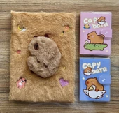 Capybara Kapibara Figürlü 80 Yaprak Çizgili Defter ve 2 Adet Capybara Kapibara Figürlü Not Defteri - 1