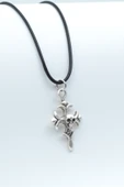 Kuru Kafa Haç Gümüş Kaplama Deri İp Kolye thumbnail 1