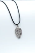 V For Vendetta Gümüş Kaplama Deri İp Kolye thumbnail 1
