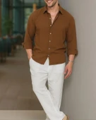 Erkek Uzun Kollu Regular Sofya Keten Gömlek thumbnail 1