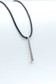 Silindir Çubuk Gümüş Kaplama Deri İp Kolye thumbnail 1
