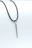Çubuk Gümüş Kaplama Deri İp Kolye thumbnail 1