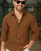 Erkek Uzun Kollu Regular Sofya Keten Gömlek thumbnail 3