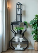 DEKORATİF SİYAH METAL KİTAPLIK RAFLI GİTAR ÜNİTE ÇOK AMAÇLI SALON OFİS DÜZENLEYİCİ - 1