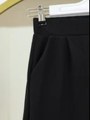 Cırtlı Fermuarlı Palazzo Pantolon -Siyah thumbnail 3