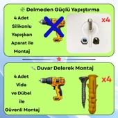 Mulpex Duvara Monte Mini Jumbo Tuvalet Kağıdı Dispenseri / Kağıtlık | Premium ABS Gövde, Anahtarlı Kilit, Vidalı & Yapışkan Montaj – Beyaz - 6