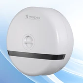 Mulpex Duvara Monte Mini Jumbo Tuvalet Kağıdı Dispenseri / Kağıtlık | Premium ABS Gövde, Anahtarlı Kilit, Vidalı & Yapışkan Montaj – Beyaz - 1