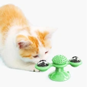 Pet Malzemeleri Vantuzlu Fırıldak Toplu Dönen Şeffaf Depo Tasarım İnteraktif Kedi Oyuncağı (5047) - 1