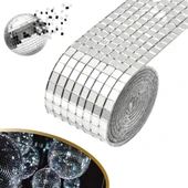 1 Metre Uzunluğunda Gümüş Renk Aynalı Mozaik Taşlı Dekor Bandı 4 cm x 1 mt (5047) - 1