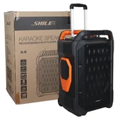 Shile SL-10 120 Watt Taşınabilir Seyyar Amfi Hoparlör Kablosuz 1 EL + 1 Yaka Mikrofonlu Kumandalı USB+SD+BT - 5
