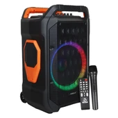 Shile SL-10 120 Watt Taşınabilir Seyyar Amfi Hoparlör Kablosuz 1 EL + 1 Yaka Mikrofonlu Kumandalı USB+SD+BT - 1