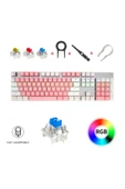 Hietech Kablolu Mekanik Klavye Pembe Rgb Işıklı 104 Tuşlu Mavi Switch Leaven K660 - 1
