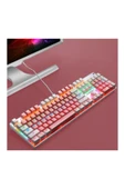 Hietech Kablolu Mekanik Klavye Pembe Rgb Işıklı 104 Tuşlu Mavi Switch Leaven K660 - 2