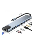 Hietech Çevirici Adaptör Çok Portlu Çoklayıcı Usb Hub 8 In 1 Usb Type-c Usb 2.0/3.0 Audio 3.5 Tf Sd - 1