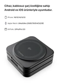 Xenon Smart Kablosuz Şarj Standı Qi2 Hızlı Şarj Iphone Airpods Watch Uyumlu Magsafe 15W Telefon Tutucu X6402 - 7