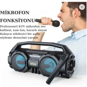 Trend Store Kablosuz Mikrofonlu Bluetooth Hoparlör Karaoke USB AUX Bas FM Radyo TF Müzik Sistemi Stereo - 2