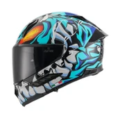 Sway Xbyc 868 Cannibal Full Face Güneş Gözlüklü Kapalı Motosiklet Kaskı Mavi Gri XL Beden thumbnail 1