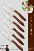 Lazbisa Hand Caft Serisi Steak Mutfak Bıçak Seti 6'lı Steak Et Yemek Bıçağı (MFT-2344) thumbnail 1