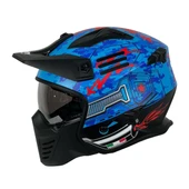 Sway X2 Tokyo Trooper Modüler Full Face Çene Sökülebilen Motosiklet Kaskı L Beden Mavi Kırmızı thumbnail 1