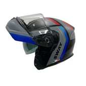 Sway Xbyc 917 Kore Full Face Çene Açılır Motosiklet Kaskı 2XL Beden Black Blue thumbnail 4